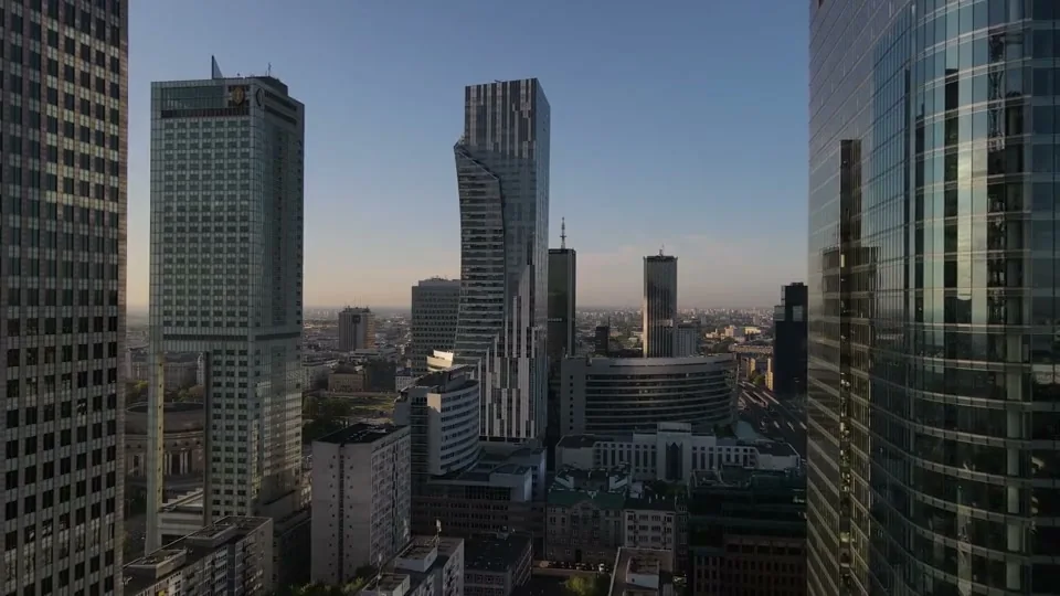 Commercial towers within an urban development setting