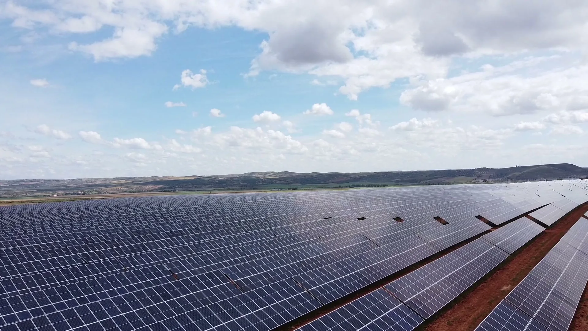 Illustrative aerial view of a utility-scale solar installation